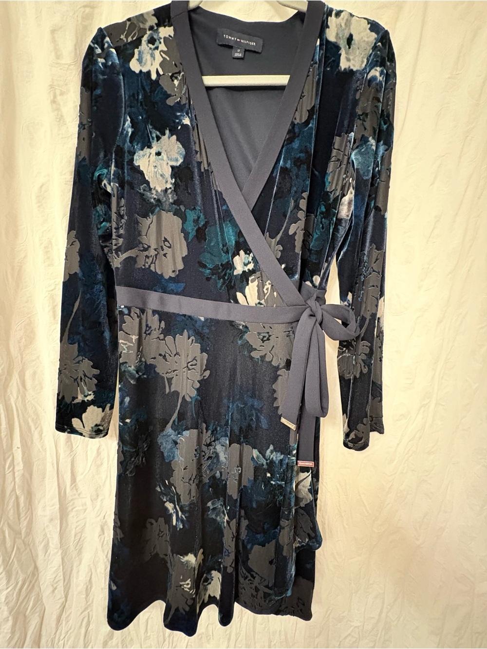 Tommy Hilfiger  blue floral burnout wrapped dress. Size 12.